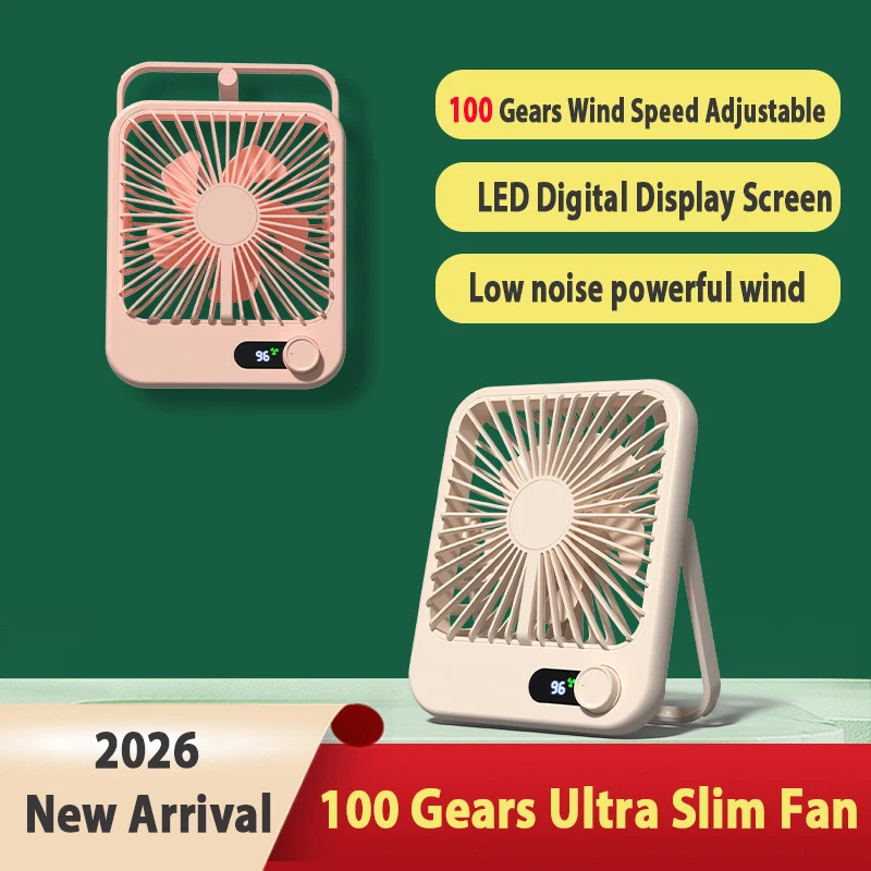 100 Speed Ultra Slim USB Fan, 1200mAh Rechargeable, Quiet Powerful, 180° Adjustable Angle, Wall Mount Fan, LED Display for Home
100 Speed Ultra Slim USB Fan, 1200mAh Rechargeable, Quiet Powerful, 180° Adjustable Angle, Wall Mount Fan, LED Display for Home