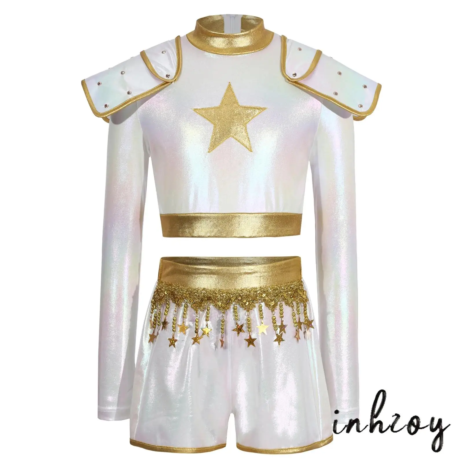 Girls Fashion Disco Singer Costume Illusory Luster Long Sleeve Crop Top with Sequins Tassels Shorts Halloween Carnival Role Play
Girls Fashion Disco Singer Costume Illusory Luster Long Sleeve Crop Top with Sequins Tassels Shorts Halloween Carnival Role Play
