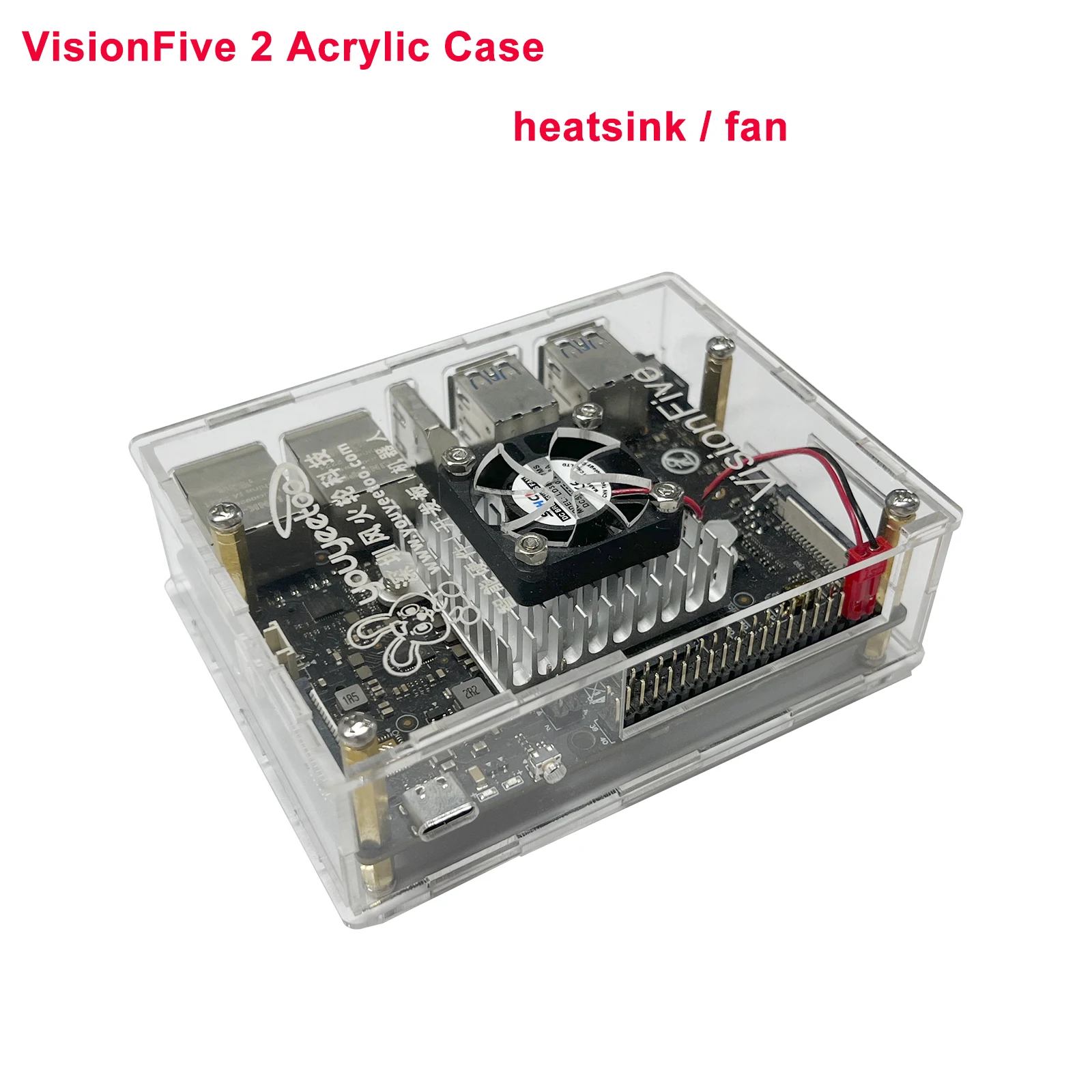 Acrylic Case for Visionfive 2, Visionfive V2 Case with heatsink/fan set, Metal case for Visionfive dev board
Acrylic Case for Visionfive 2, Visionfive V2 Case with heatsink/fan set, Metal case for Visionfive dev board