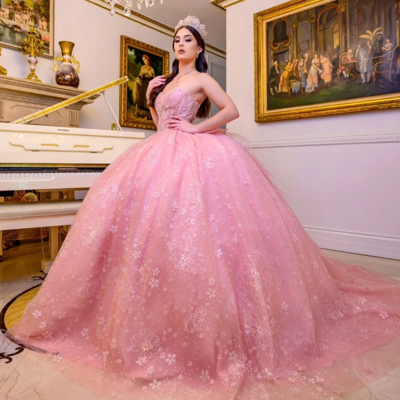 Pink Shiny Quinceanera Dresses Ball Gown Off Shoulder Sequin Appliques Lace Beading Crystal Tull Birthday Payty Sweet 16 Vestido
Pink Shiny Quinceanera Dresses Ball Gown Off Shoulder Sequin Appliques Lace Beading Crystal Tull Birthday Payty Sweet 16 Vestido