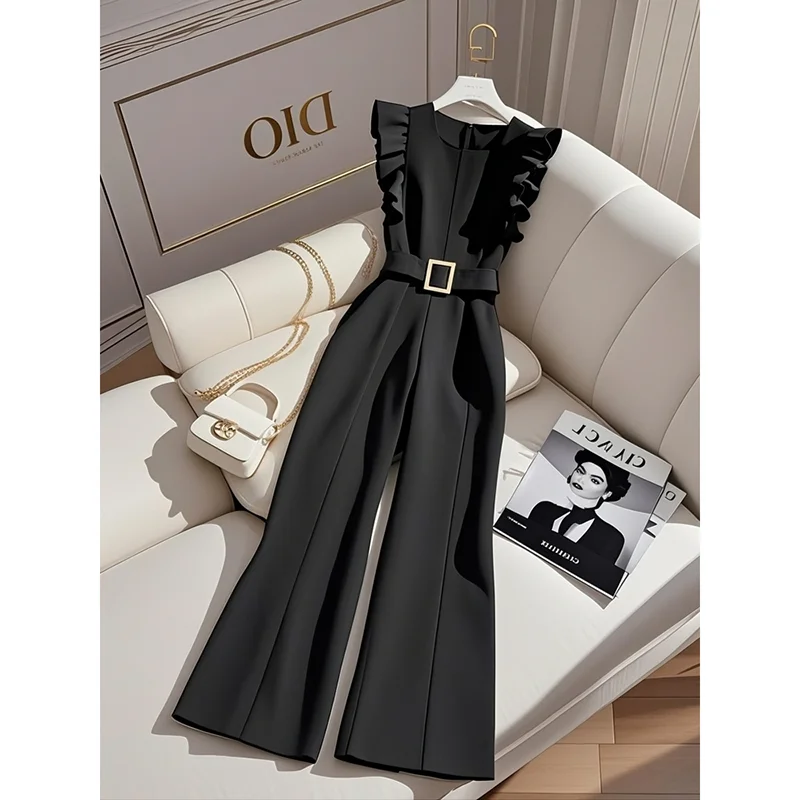 Ladies' New Black Vest Jumpsuit Spring Simple And Elegant Temperament Ladies Comfortable Unique Wild Loose Round Neck Jumpsuit
Ladies' New Black Vest Jumpsuit Spring Simple And Elegant Temperament Ladies Comfortable Unique Wild Loose Round Neck Jumpsuit