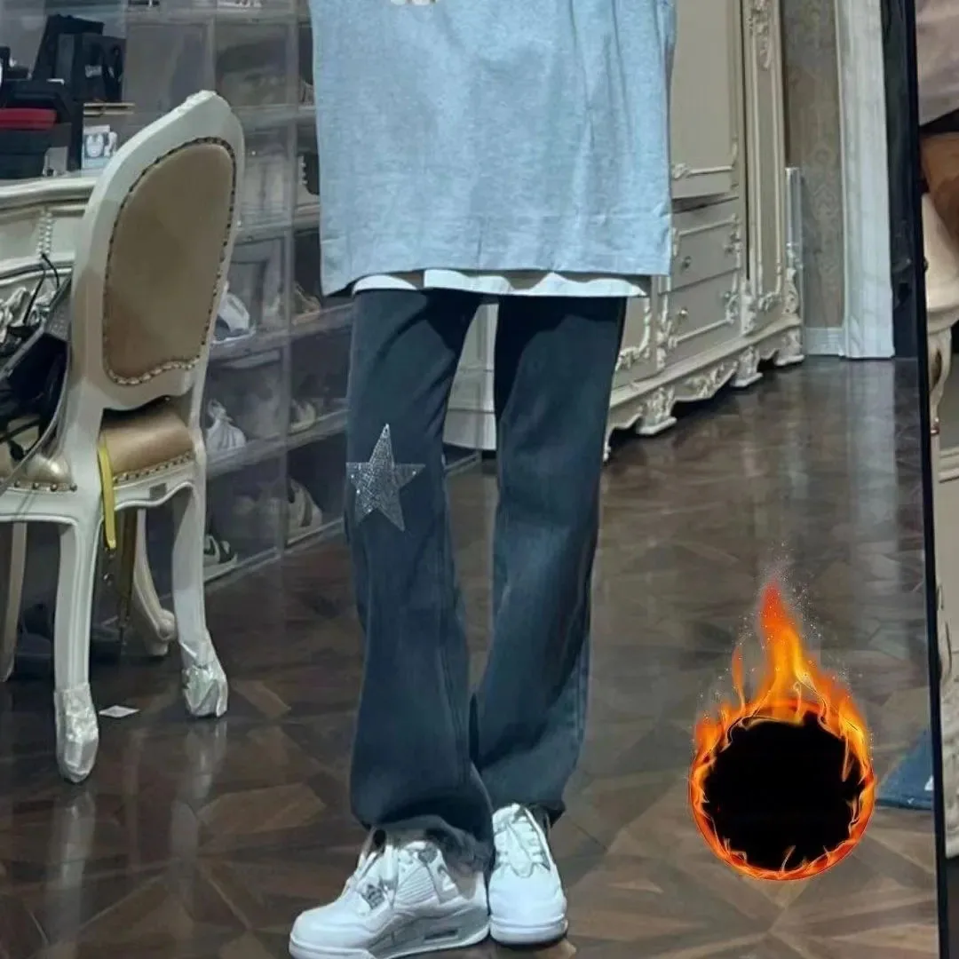 Winter Rhinestone Warm Harajuku Baggy Jeans Women Vintage Plus Velvet Korean Denim Pants Loose Y2k Thicken Street Denim Trousers
Winter Rhinestone Warm Harajuku Baggy Jeans Women Vintage Plus Velvet Korean Denim Pants Loose Y2k Thicken Street Denim Trousers