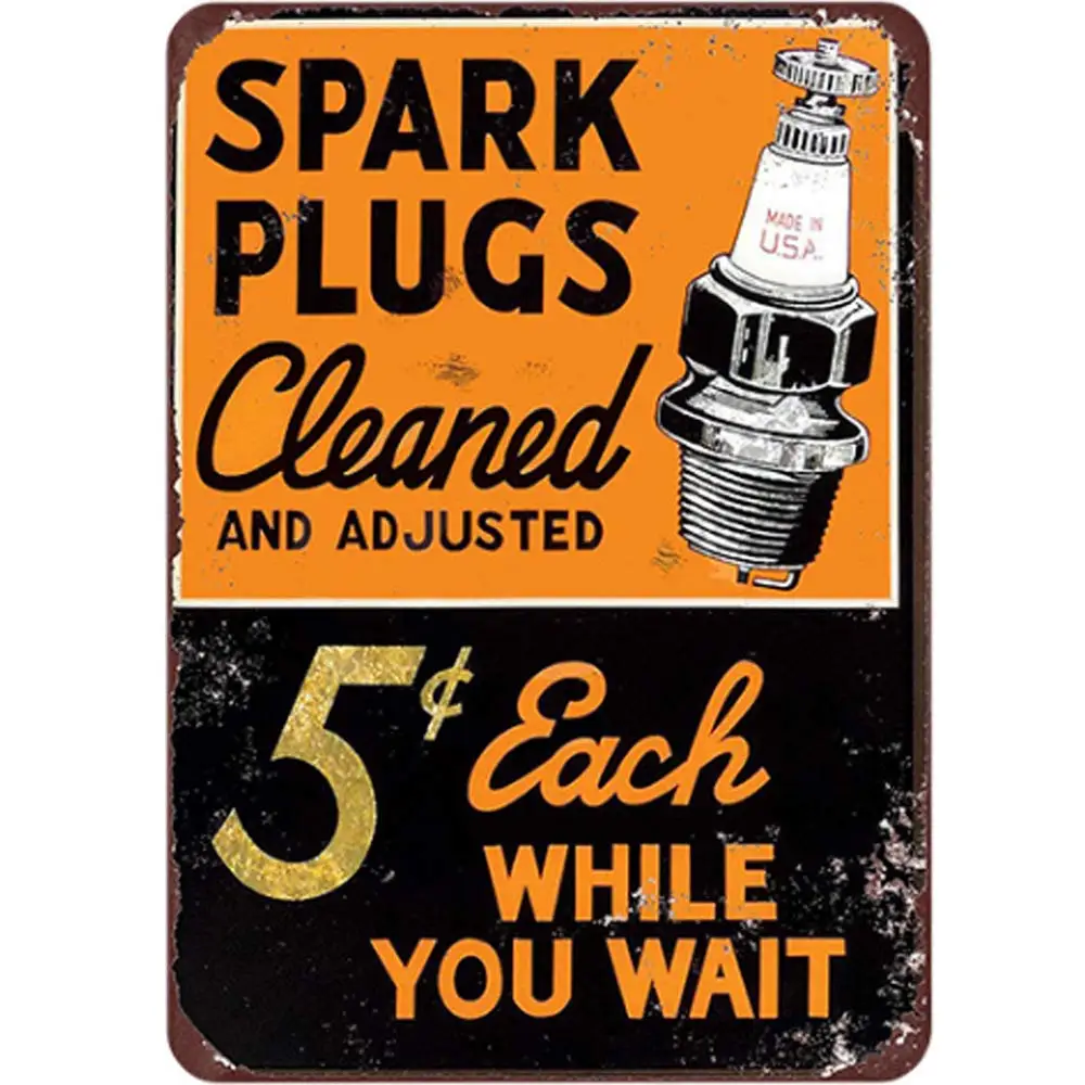 Retro Design Spark Plugs Tin Metal Signs Wall Art | Thick Tinplate Print Poster Wall Decoration for Garage
Retro Design Spark Plugs Tin Metal Signs Wall Art | Thick Tinplate Print Poster Wall Decoration for Garage