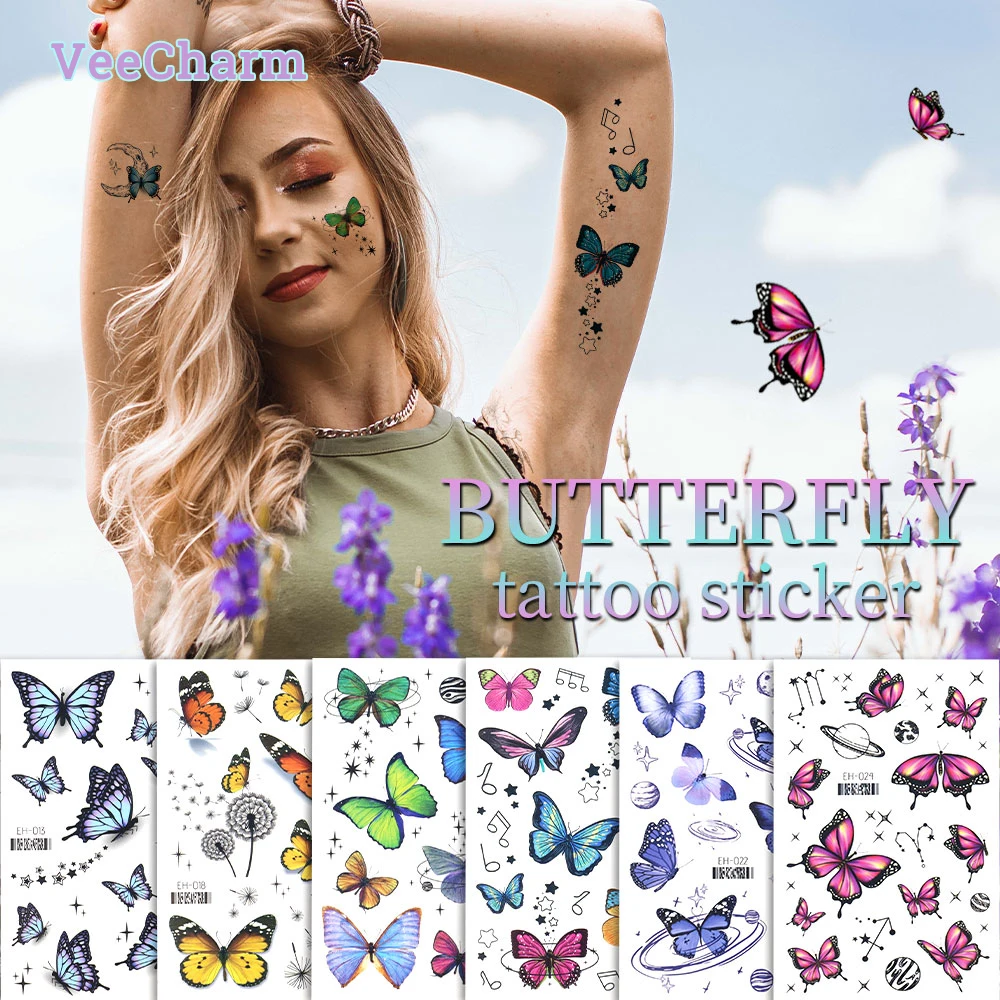VeeCharm - Colorful & INS Style Butterfly Temporary Stickers for Women, Party Favors, Gifts, Decoration, Body 3D Art, 1/24 Sheet
VeeCharm - Colorful & INS Style Butterfly Temporary Stickers for Women, Party Favors, Gifts, Decoration, Body 3D Art, 1/24 Sheet