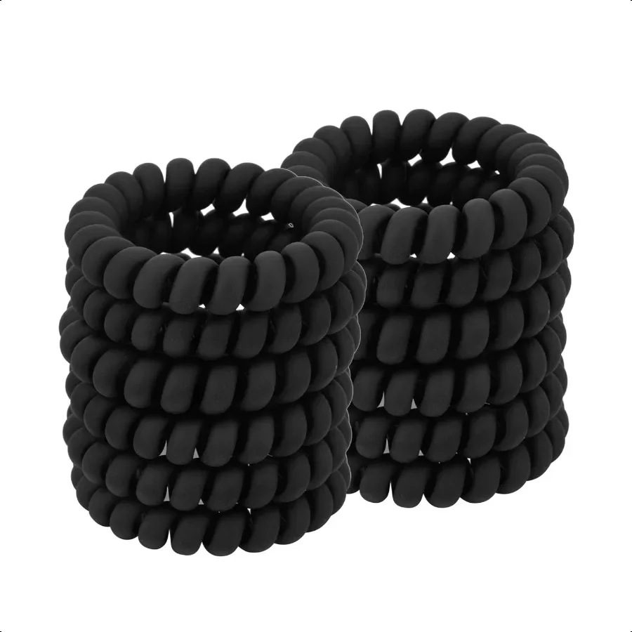 Spiral Coil Hair Ties for Women Matte Black 12 Pcs No Crease Ponytail Holders for Thick and All Hair Types Plastic Spiral Ties 
Spiral Coil Hair Ties for Women Matte Black 12 Pcs No Crease Ponytail Holders for Thick and All Hair Types Plastic Spiral Ties