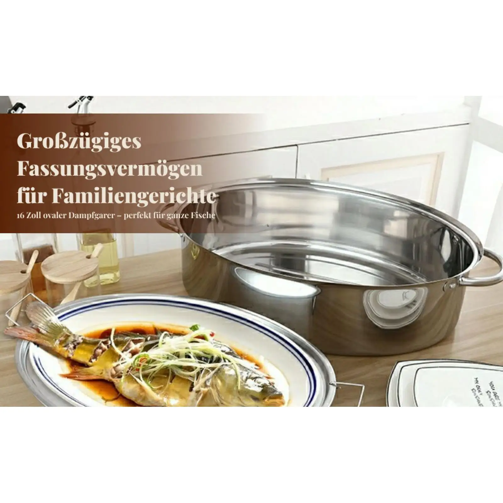 Fish Steamer 16in Cookware with Cover Kitchen Pot Double Handle Pasta Pot Oval Cookware Food Steamer Potatoes Cereals Seafood
Fish Steamer 16in Cookware with Cover Kitchen Pot Double Handle Pasta Pot Oval Cookware Food Steamer Potatoes Cereals Seafood