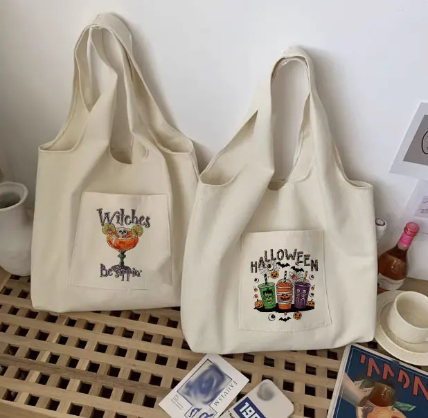 Halloween beverage element design canvas vest bag shopping bag women's outer pocket casual handbag side pocket
Halloween beverage element design canvas vest bag shopping bag women's outer pocket casual handbag side pocket