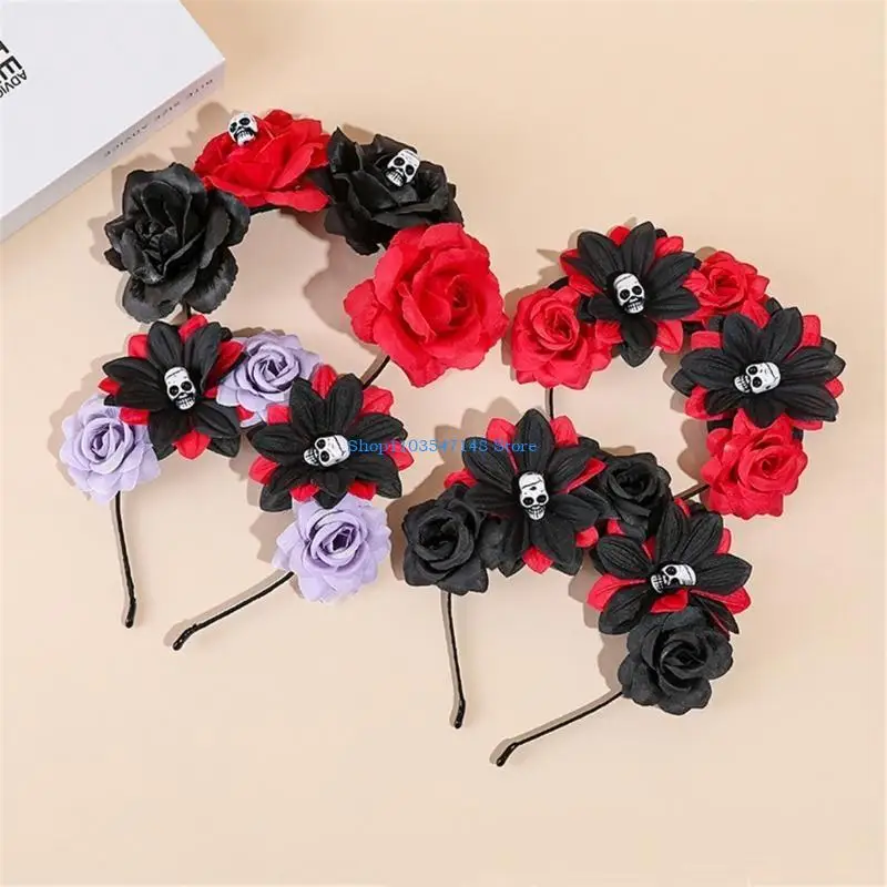 P88B Day Of The Dead Headband Skull Headband Rose Hairband Halloween Tiaras Crown
P88B Day Of The Dead Headband Skull Headband Rose Hairband Halloween Tiaras Crown