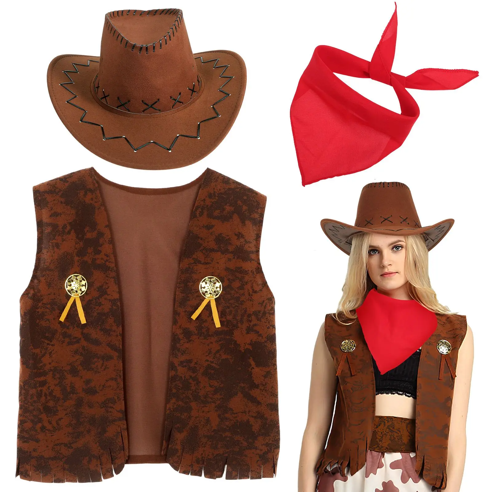 Cowboy Costume Set Denim Dance Outfits for Women Men Wild West Party Accessories Bandanas Face Mask Neckerchief
Cowboy Costume Set Denim Dance Outfits for Women Men Wild West Party Accessories Bandanas Face Mask Neckerchief