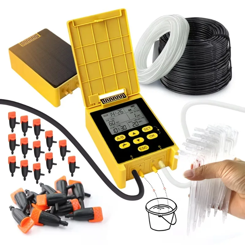 【Best-selling】Solar Power Double Pump Timers Automatic Drip Irrigation System Built-In 18650mAh Lithium Battery Rain Sensing Gar
【Best-selling】Solar Power Double Pump Timers Automatic Drip Irrigation System Built-In 18650mAh Lithium Battery Rain Sensing Gar