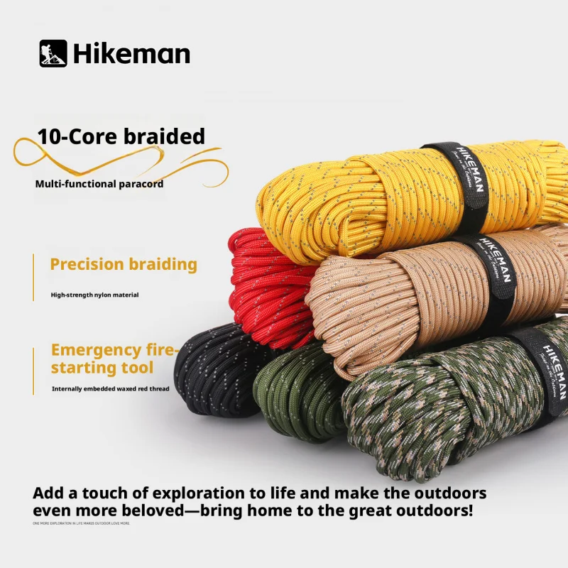 Hikeman Outdoor Camping Ten-Core Paracord Military Standard 750 Reflective climbing outdoor survival fire-starting braided rope
Hikeman Outdoor Camping Ten-Core Paracord Military Standard 750 Reflective climbing outdoor survival fire-starting braided rope