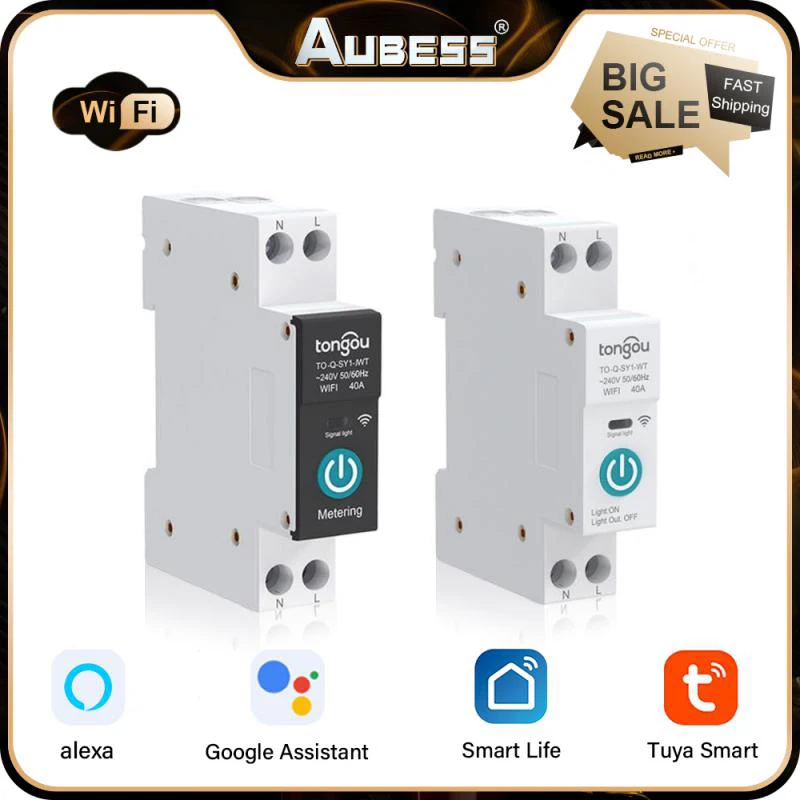 Aubess Wifi умный автоматический выключатель с измерением мощности, 1P 16-63A din-рейка умный дом пульт дистанционного управления, через Tuya TONGOU
Aubess Wifi умный автоматический выключатель с измерением мощности, 1P 16-63A din-рейка умный дом пульт дистанционного управления, через Tuya TONGOU