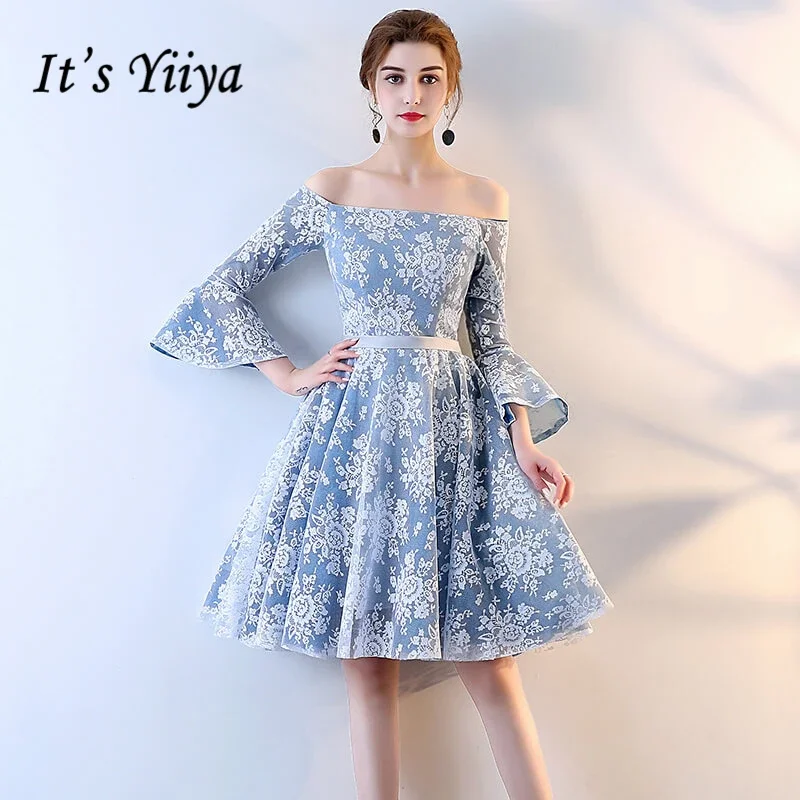 It's YiiYa Customized Prom Gown Blue Off the Shoulder Lace up A-line Knee-length Plus size Woman Party Formal Gown LX393
It's YiiYa Customized Prom Gown Blue Off the Shoulder Lace up A-line Knee-length Plus size Woman Party Formal Gown LX393