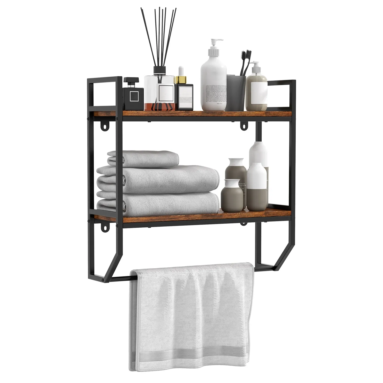 Wall Mounted Bathroom Shelf Industrial 2-Tier Storage Rack w/ Towel Bar Kitchen
Wall Mounted Bathroom Shelf Industrial 2-Tier Storage Rack w/ Towel Bar Kitchen