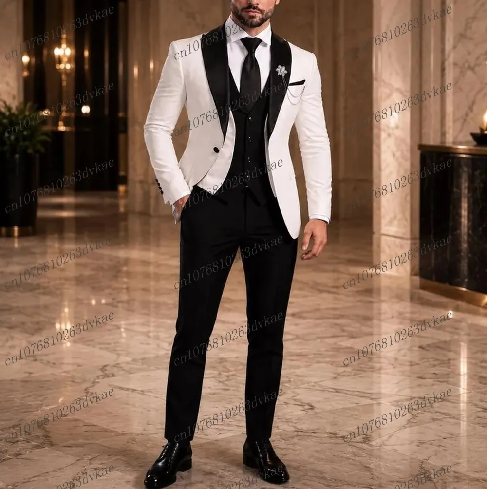 White And Black Men Suit Wedding Party Formal Groom Groomsman Prom Business Male Tuxedos 3 Piece Set Jacket Vest Pants
White And Black Men Suit Wedding Party Formal Groom Groomsman Prom Business Male Tuxedos 3 Piece Set Jacket Vest Pants