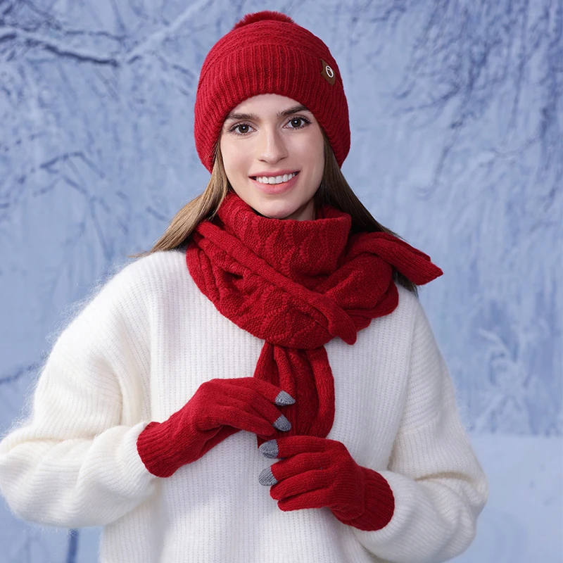 HEZIOWYUN Women's Winter Knitted Pom Hat with Scarf Gloves 3Pieces Set Plus Velvet Thick Warm Knitted Suits
HEZIOWYUN Women's Winter Knitted Pom Hat with Scarf Gloves 3Pieces Set Plus Velvet Thick Warm Knitted Suits