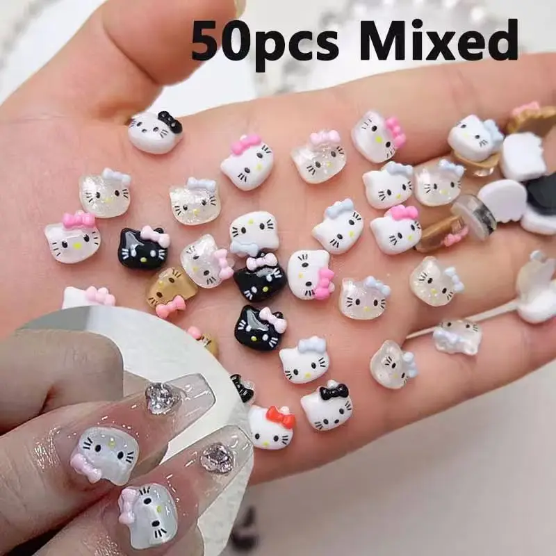 50PCS/Bag 3D Cartoon Hello Kitty Nail Charms Mixed Resin Kitty Cat With Bowknot Nail Art Decoration Kawaii Glittery KT Nail Part
50PCS/Bag 3D Cartoon Hello Kitty Nail Charms Mixed Resin Kitty Cat With Bowknot Nail Art Decoration Kawaii Glittery KT Nail Part