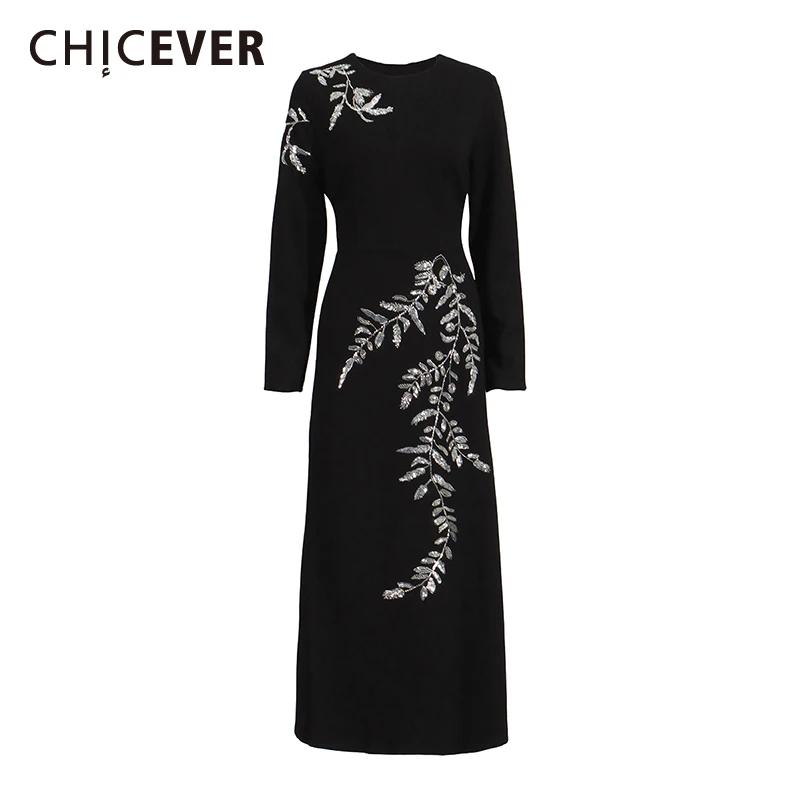 CHICEVER Temperament Spliced Beading Dress for Women O Neck Long Sleeve High Waist Patchwork Zipper Slimming Dresses Female New
CHICEVER Temperament Spliced Beading Dress for Women O Neck Long Sleeve High Waist Patchwork Zipper Slimming Dresses Female New