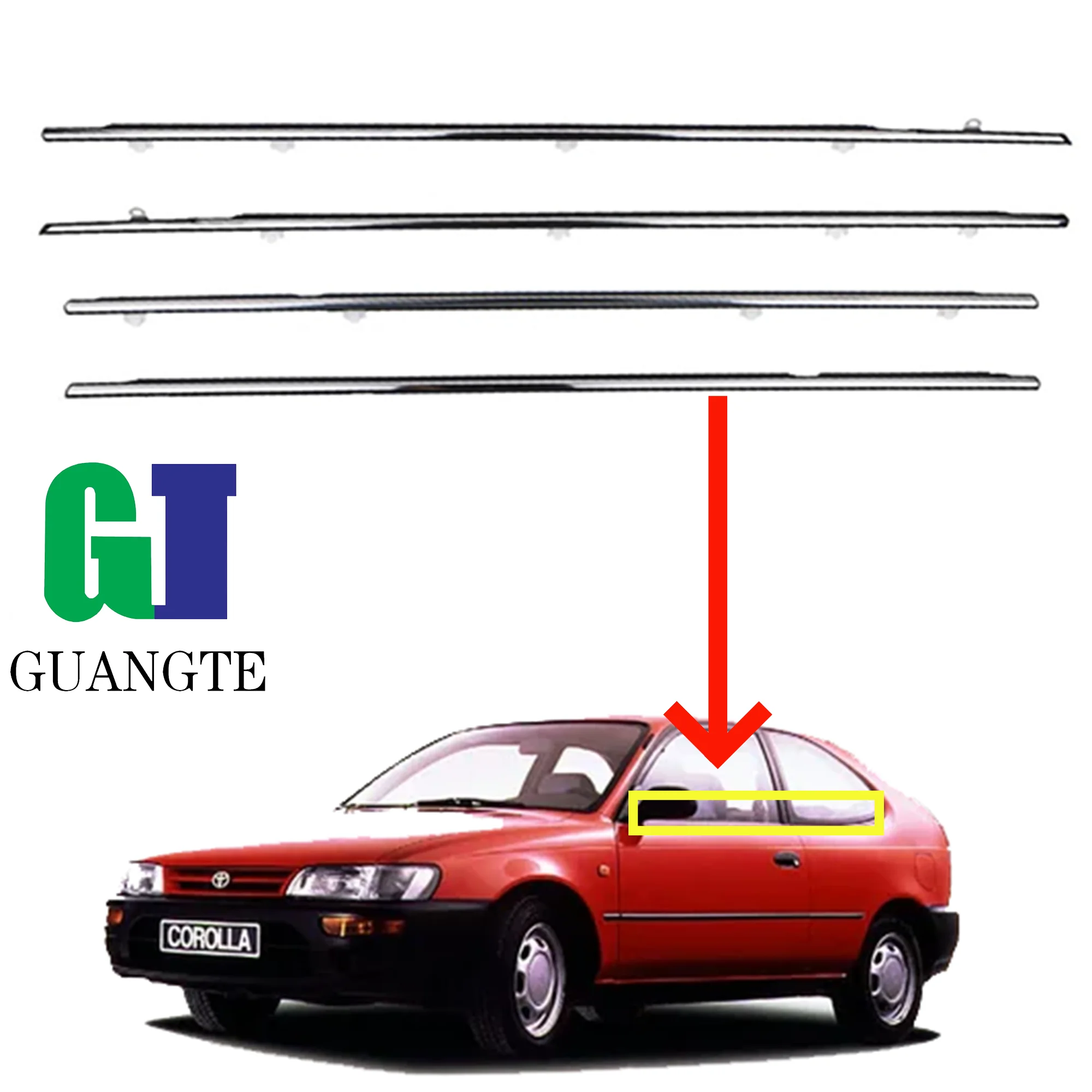 4PCS Window Outer Weatherstrip Chrome 75710-12500 for COROLLA 1992-1997 AE100 Side Door Glass Rubber Belt Moulding Trim Sealing
4PCS Window Outer Weatherstrip Chrome 75710-12500 for COROLLA 1992-1997 AE100 Side Door Glass Rubber Belt Moulding Trim Sealing