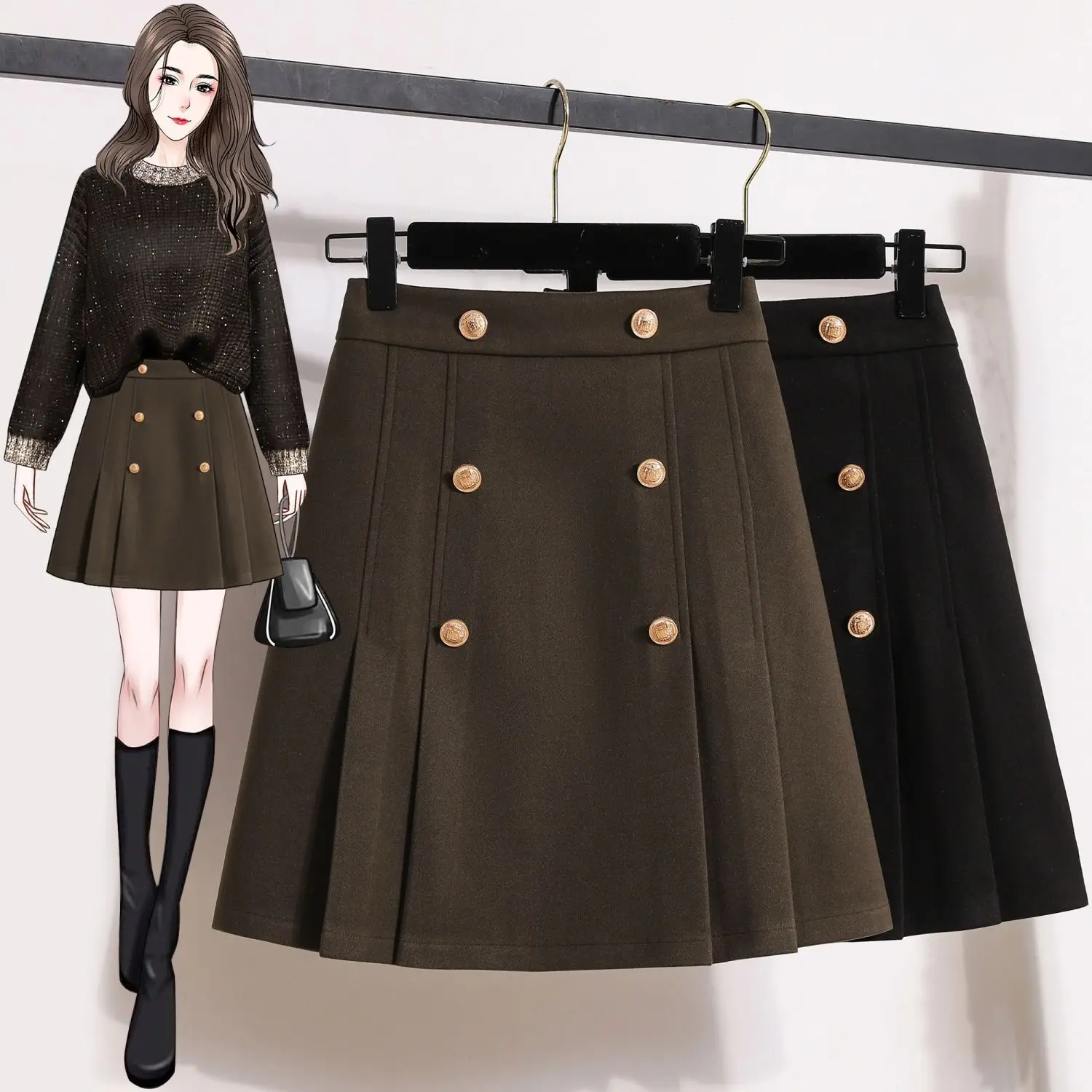 Short and Pleated Skirt for Women in Autumn and Winter New Retro High Waisted Slim and Versatile Black A-line Short Skirt
Short and Pleated Skirt for Women in Autumn and Winter New Retro High Waisted Slim and Versatile Black A-line Short Skirt