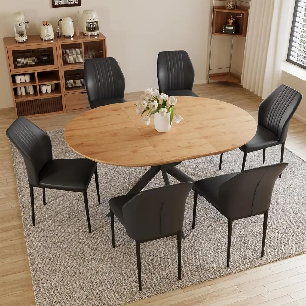 43.2 x 59.1 Metal Leg Wooden Round Dining Table Set for 4-6 People, Oak Coffee Table with Easy Clean Surface
43.2 x 59.1 Metal Leg Wooden Round Dining Table Set for 4-6 People, Oak Coffee Table with Easy Clean Surface