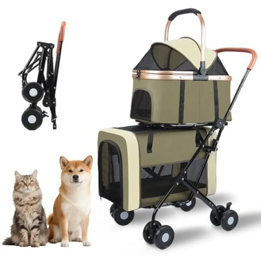 Foldable double pets stroller for dog and cat: lightweight aluminum frame, black color, supports up to 77 lbs, detachable carri
Foldable double pets stroller for dog and cat: lightweight aluminum frame, black color, supports up to 77 lbs, detachable carri
