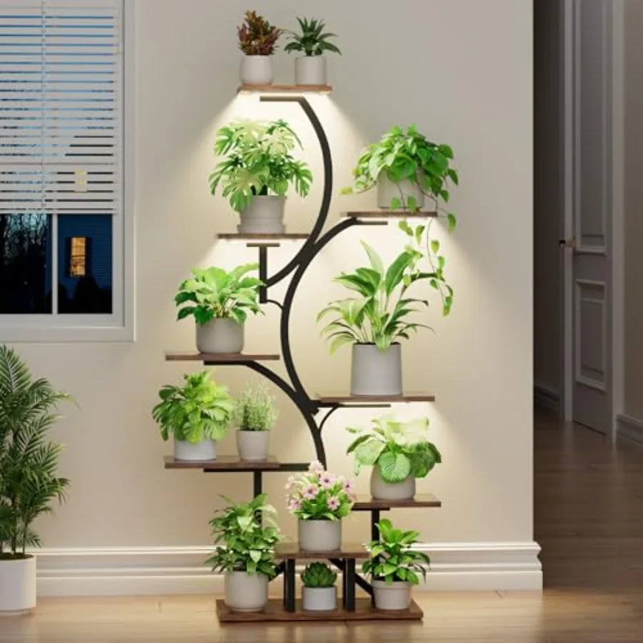 Indoor plant stand with grow light: 56.5-inch tall 9-tier black metal shelf for living room or patio S-shaped display functiona
Indoor plant stand with grow light: 56.5-inch tall 9-tier black metal shelf for living room or patio S-shaped display functiona