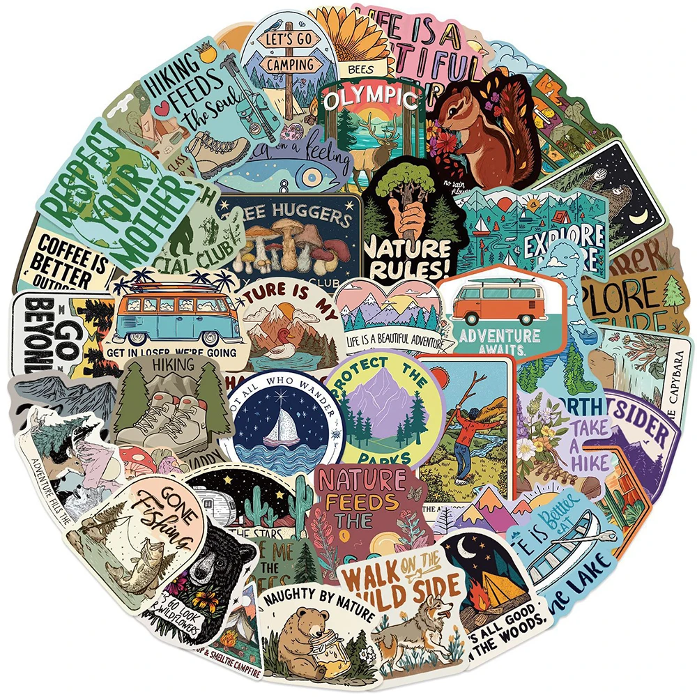 10/30/50pcs Wild Nature Rule Graffiti Stickers Cartoon Hiking Adventure Decals Skateboard Phone Helmet Decoration Sticker Packs
10/30/50pcs Wild Nature Rule Graffiti Stickers Cartoon Hiking Adventure Decals Skateboard Phone Helmet Decoration Sticker Packs