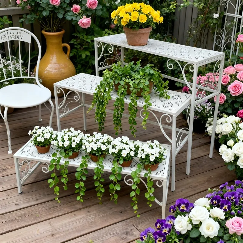 Wrought iron flower pot frame, indoor simple balcony, multi-layer storage ladder frame, floor flower shelf, and one shelf are ap
Wrought iron flower pot frame, indoor simple balcony, multi-layer storage ladder frame, floor flower shelf, and one shelf are ap