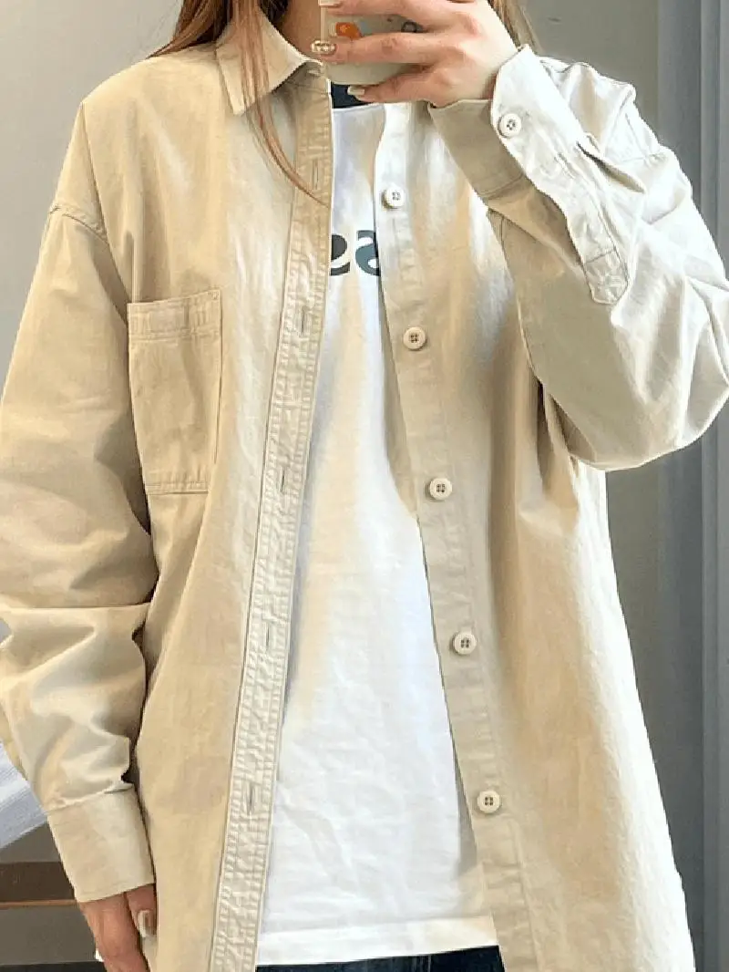 Мужская удлиненная хлопковая рубашка в стиле ретро-джинсовый кэжуал, свободного кроя, для пар, весна-осень
Мужская удлиненная хлопковая рубашка в стиле ретро-джинсовый кэжуал, свободного кроя, для пар, весна-осень