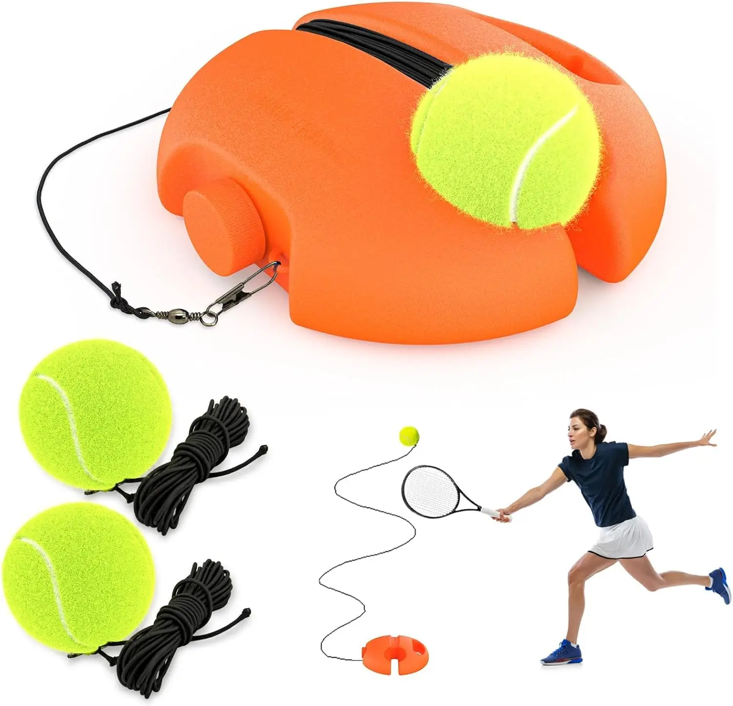 Tennis Trainer Rebound Ball with3String Balls,Solo Tennis Training Equipment,Portable Tennis Training Tool,Tennis Rebounder Kit.
Tennis Trainer Rebound Ball with3String Balls,Solo Tennis Training Equipment,Portable Tennis Training Tool,Tennis Rebounder Kit.