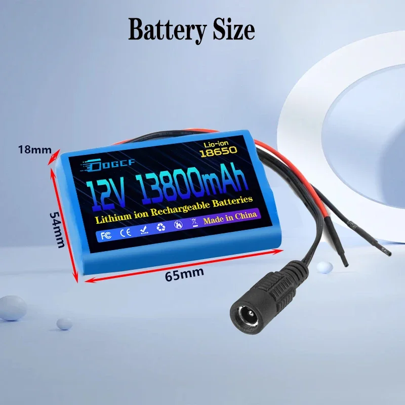 12V 13800mAh 18650 Lithium Rechargeable Battery pack 3S1P for Speaker flashlight CCTV Camera GPS Portable search light equipment
12V 13800mAh 18650 Lithium Rechargeable Battery pack 3S1P for Speaker flashlight CCTV Camera GPS Portable search light equipment