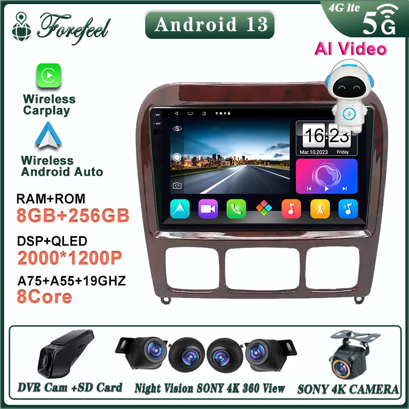 Car Radio Android 13 For Mercedes Benz S-Class S Class W220 1998 - 2005 Stereo Multimedia Player GPS Navigation NO 2DIN DVD WIFI
Car Radio Android 13 For Mercedes Benz S-Class S Class W220 1998 - 2005 Stereo Multimedia Player GPS Navigation NO 2DIN DVD WIFI