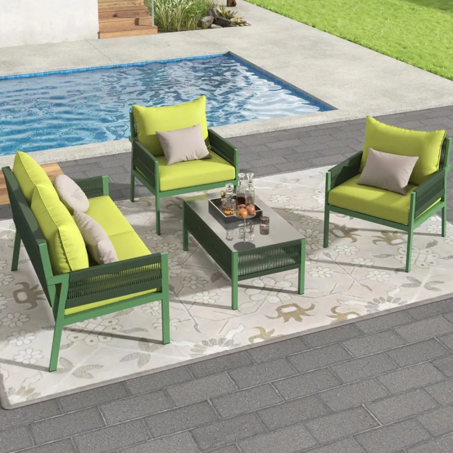 KandK 4-Piece Rope Patio Furniture Set Outdoor Furniture with Tempered Glass Table Patio Conversation Set Deep Seating with Thi
KandK 4-Piece Rope Patio Furniture Set Outdoor Furniture with Tempered Glass Table Patio Conversation Set Deep Seating with Thi