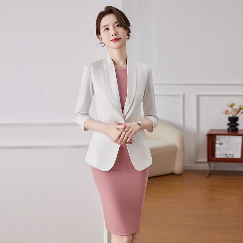 Formal Elegant Business Suits Women Office Work Wear Dress Set with Tops and Dress Spring Summer Professional Blazers Outfits
Formal Elegant Business Suits Women Office Work Wear Dress Set with Tops and Dress Spring Summer Professional Blazers Outfits