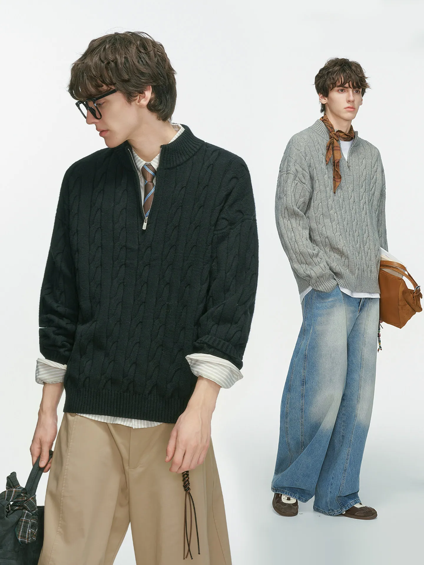 Thickened Winter Men's Knitted Sweater Half Zipper Twist Yarn Casual Style Breathable Long Sleeve Regular Fit Youth Fashion
Thickened Winter Men's Knitted Sweater Half Zipper Twist Yarn Casual Style Breathable Long Sleeve Regular Fit Youth Fashion