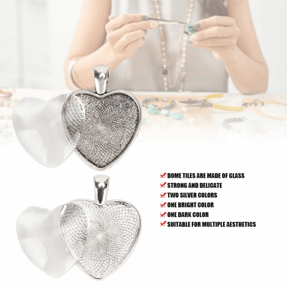 60Pcs Zinc Alloy + Glass Alloy Pendant Trays 25mm Pendant Tray Heart-shaped Base Trays Heart-shaped Jewelry Making Supplies
60Pcs Zinc Alloy + Glass Alloy Pendant Trays 25mm Pendant Tray Heart-shaped Base Trays Heart-shaped Jewelry Making Supplies