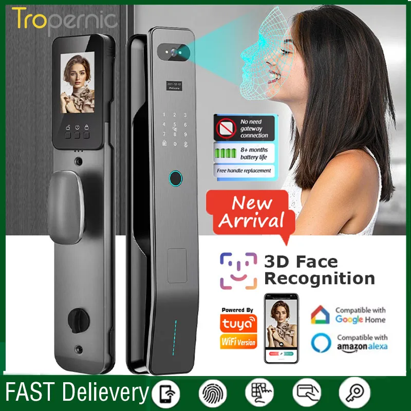 3D Face Recognition Unlock Digital Door Lock With Camera FIngerprint Password Unlock Keyless Electronic Door Lock
3D Face Recognition Unlock Digital Door Lock With Camera FIngerprint Password Unlock Keyless Electronic Door Lock