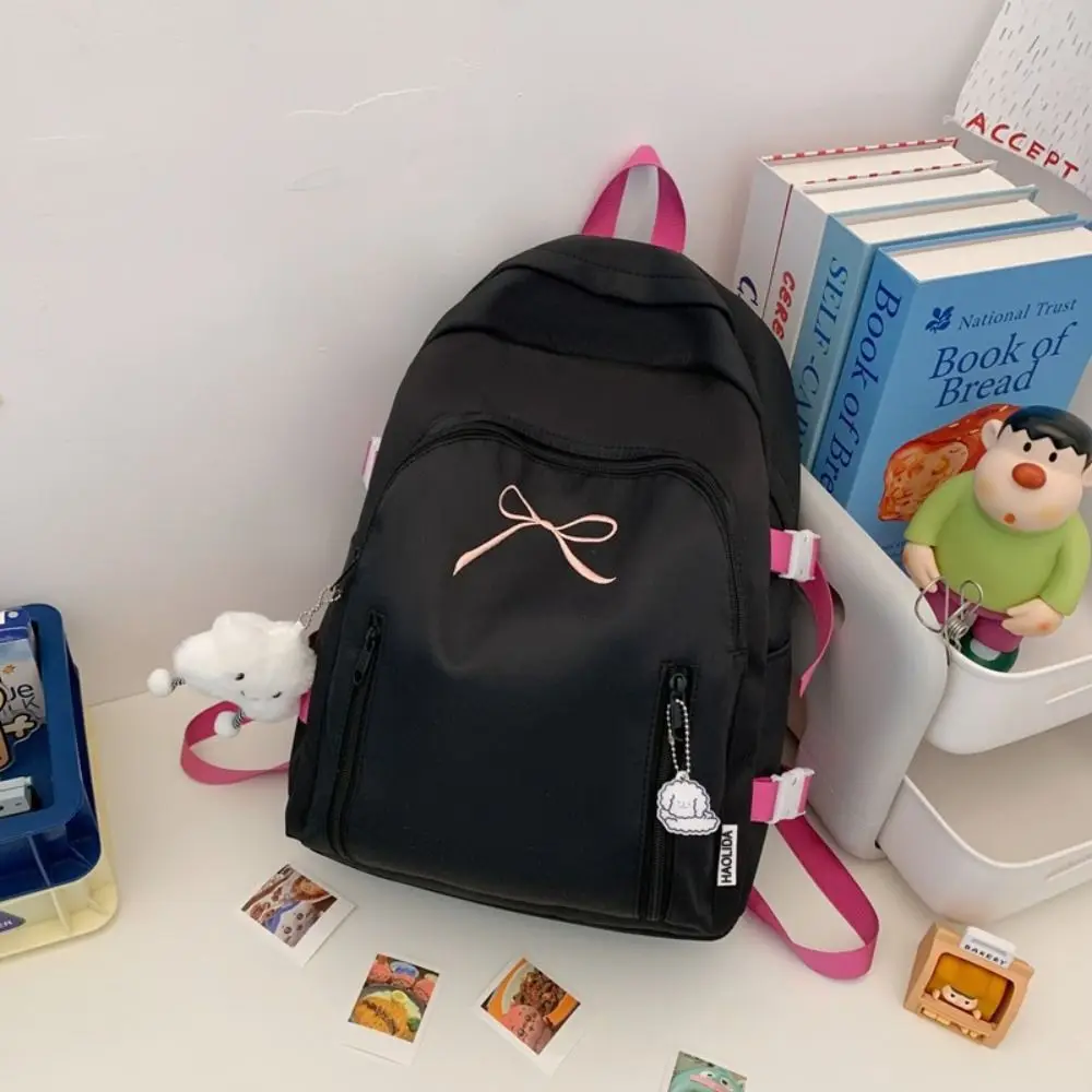 Fashion Casual Student Schoolbag Solid Color Simple Bow Backpack Multiple Pockets Book Bag Nylon Shoulder Bag Children
Fashion Casual Student Schoolbag Solid Color Simple Bow Backpack Multiple Pockets Book Bag Nylon Shoulder Bag Children