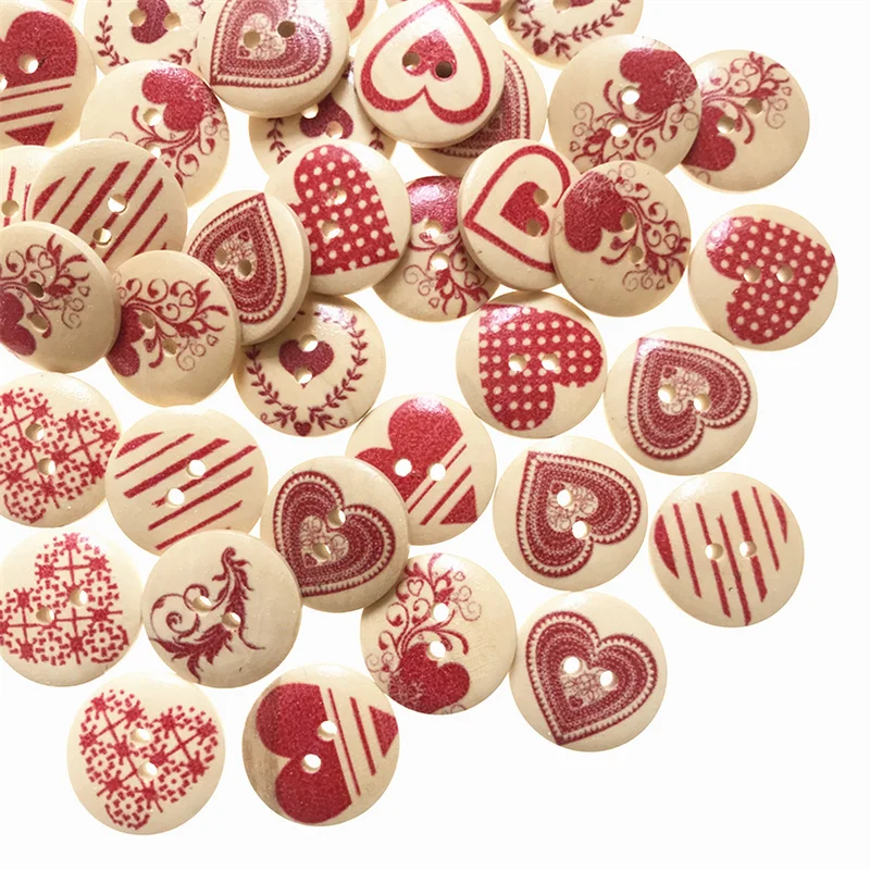 100pcs 15mm Wood Buttons with Vintage Style Heart Painting Round 2 Holes Wooden Craft Buttons for DIY Sewing Craft Decoration
100pcs 15mm Wood Buttons with Vintage Style Heart Painting Round 2 Holes Wooden Craft Buttons for DIY Sewing Craft Decoration