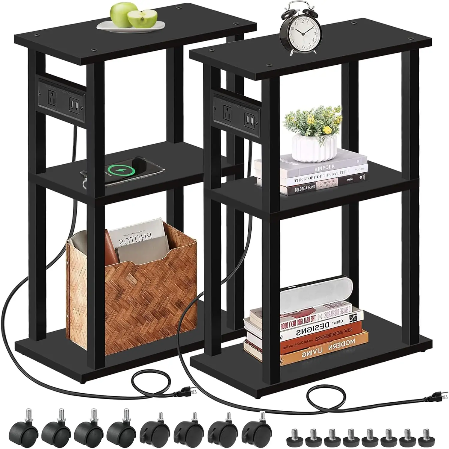 Small Narrow Side Table with Charging Station, Set of 2 Skinny End Table for Small Spaces, Slim Nightstand with USB Ports and
Small Narrow Side Table with Charging Station, Set of 2 Skinny End Table for Small Spaces, Slim Nightstand with USB Ports and