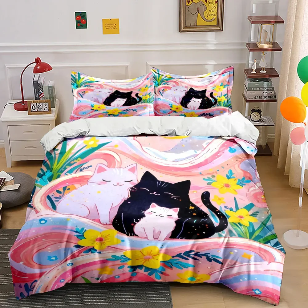 Colorful Cat Family Decor Set Soft Comfortable Duvet Cover Bedding Set Included 1*Duvet Cover & 2*Pillowcases, gift
Colorful Cat Family Decor Set Soft Comfortable Duvet Cover Bedding Set Included 1*Duvet Cover & 2*Pillowcases, gift