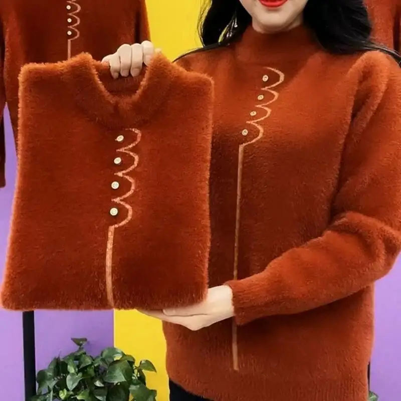 New Arrival Winter Thickened Mink Cashmere Pullover Sweater with Half Turtleneck Loose Fit Plus Size and Elasticity Jumpers Q690
New Arrival Winter Thickened Mink Cashmere Pullover Sweater with Half Turtleneck Loose Fit Plus Size and Elasticity Jumpers Q690
