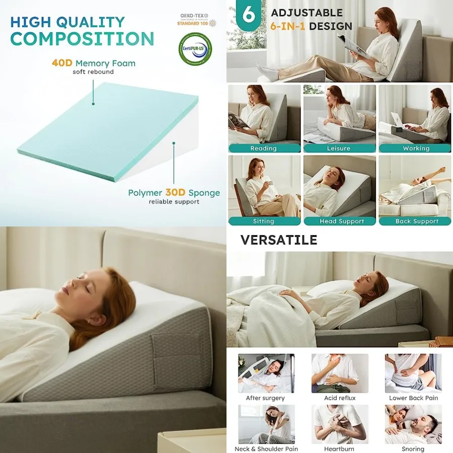 Wedge Pillow, 10 ch Bed Wedge Pillow for Headboard, Pillow Wedge for Acid Reflux Relief, Sleepg, Back Pa Relief, Snorg, Triangl
Wedge Pillow, 10 ch Bed Wedge Pillow for Headboard, Pillow Wedge for Acid Reflux Relief, Sleepg, Back Pa Relief, Snorg, Triangl