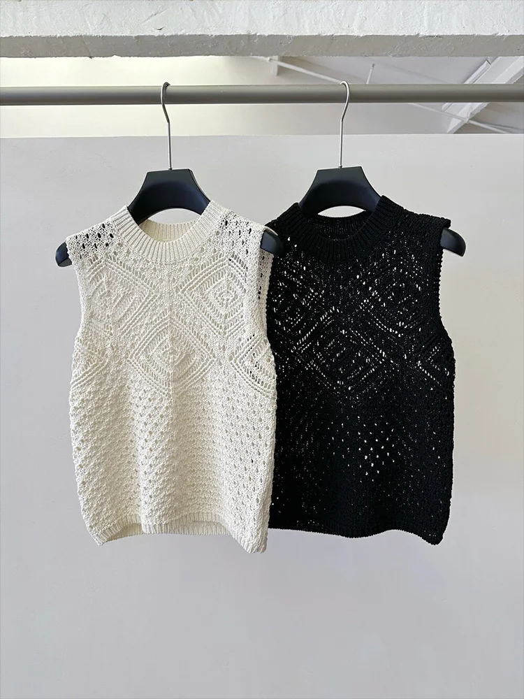 Casual Knitted Hollow out round Ne Vest Svel Pure Color Versatile Lazy Summer 2025 New Sle Women's Tank Top
Casual Knitted Hollow out round Ne Vest Svel Pure Color Versatile Lazy Summer 2025 New Sle Women's Tank Top