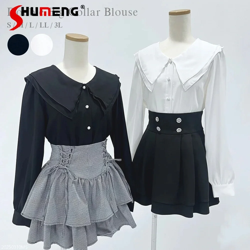 Spring New Solid Color Versatile Ruffles Collar Shirt Women's Japanese Sweet Elegant Long-sleeved Shirt Women's Lolita Girls Top
Spring New Solid Color Versatile Ruffles Collar Shirt Women's Japanese Sweet Elegant Long-sleeved Shirt Women's Lolita Girls Top