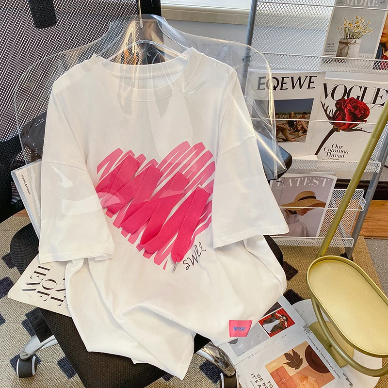 Cotton American High Street Love Patch Embroidered Short Sleeve T-shirt Women's Summer New Design Trendy Brand Loose Top
Cotton American High Street Love Patch Embroidered Short Sleeve T-shirt Women's Summer New Design Trendy Brand Loose Top