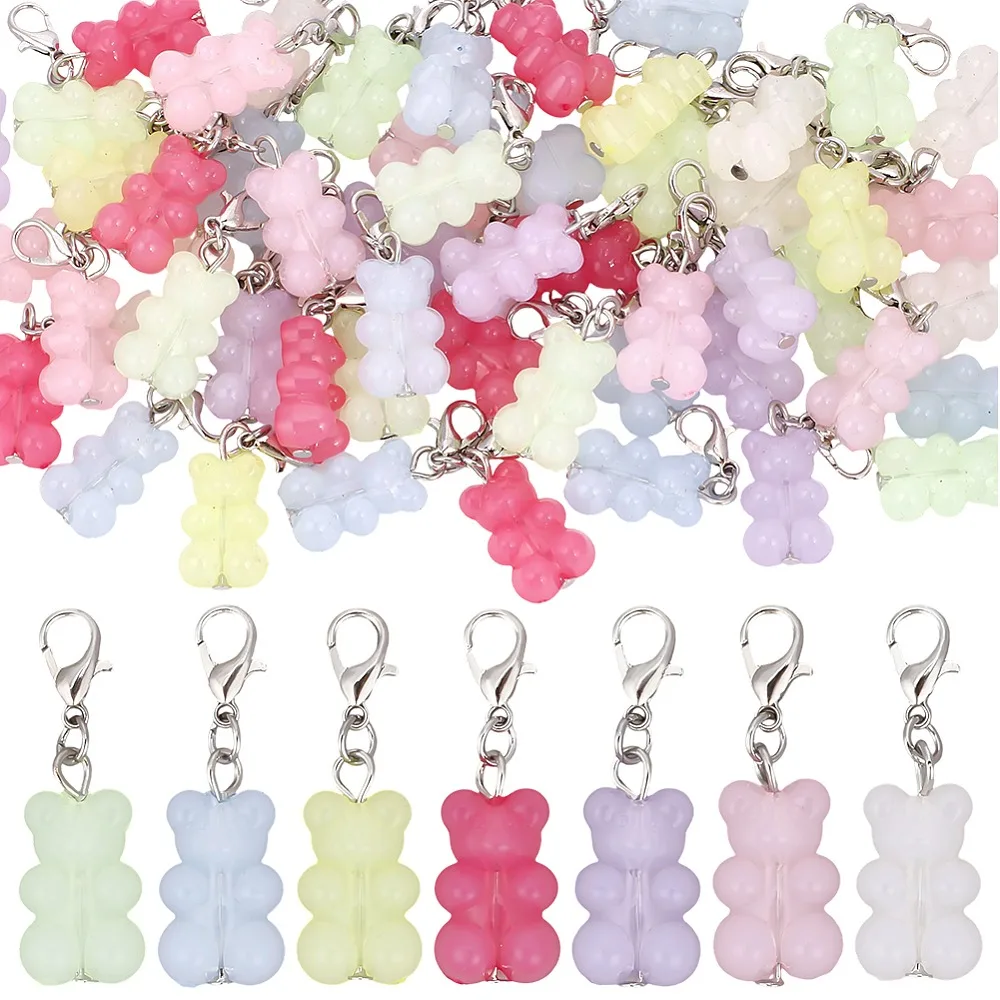 60Pcs Bear Acrylic Pendant Decorations with Zinc Alloy Lobster Claw Clasps Mixed Color 36.5mm
60Pcs Bear Acrylic Pendant Decorations with Zinc Alloy Lobster Claw Clasps Mixed Color 36.5mm