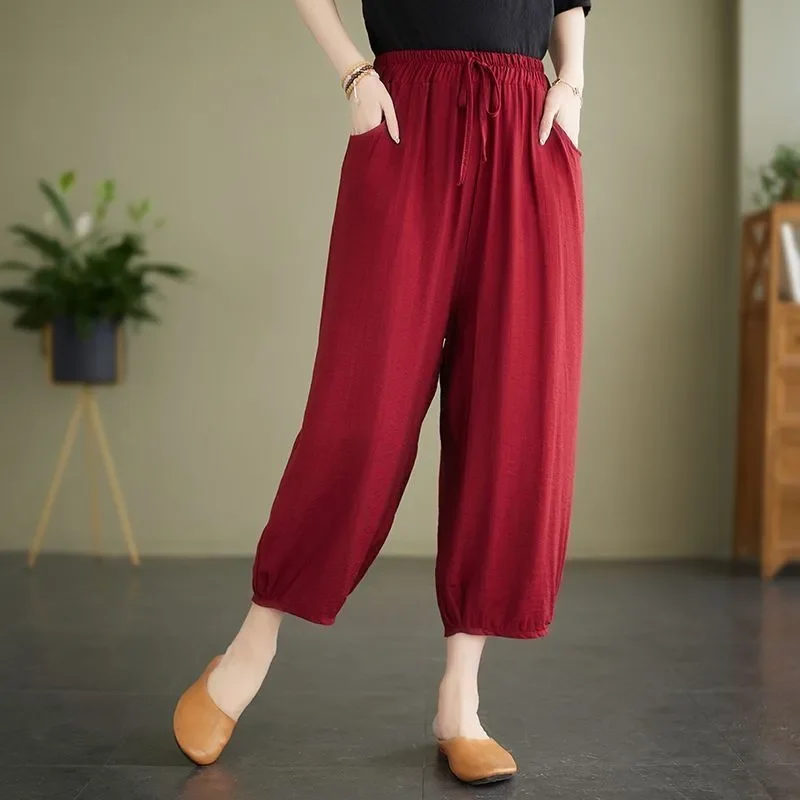 Womens Ice Silk High Waist Lantern Pants Summer Loose Casual Harem Ankle Pants
Womens Ice Silk High Waist Lantern Pants Summer Loose Casual Harem Ankle Pants