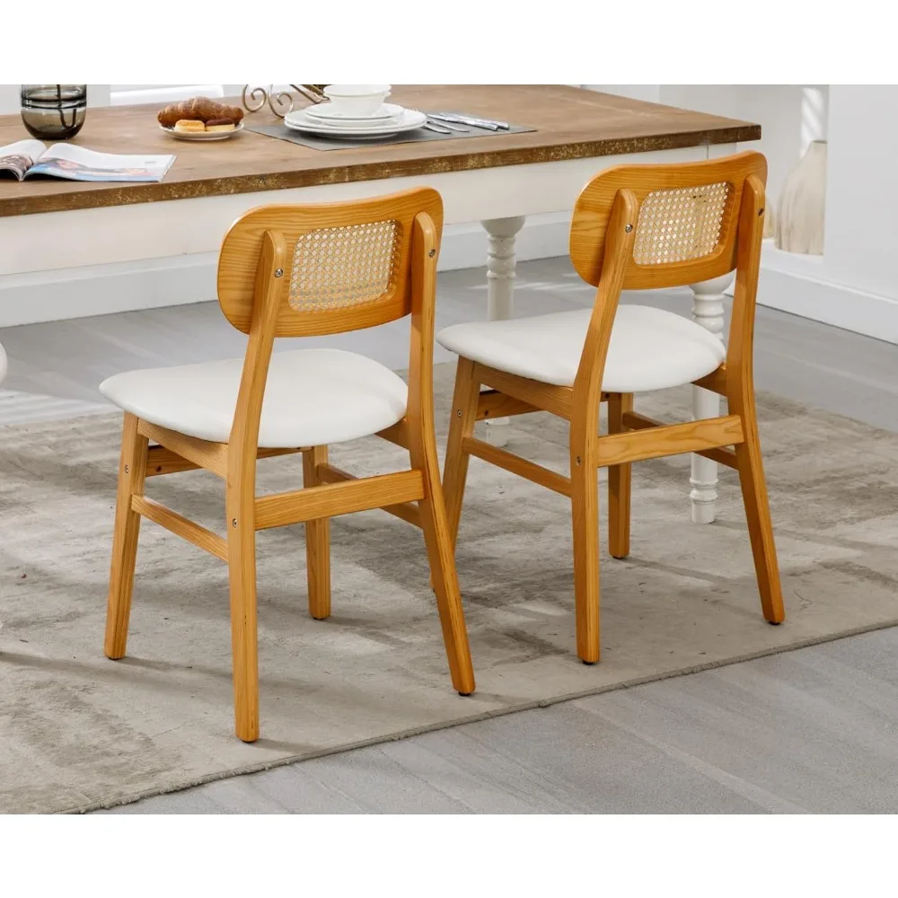 Rattan Dining Chair Set of 2, Leather Upholstered Dining Chairs, Mid-century Modern Wood Kitchen Chairs
Rattan Dining Chair Set of 2, Leather Upholstered Dining Chairs, Mid-century Modern Wood Kitchen Chairs